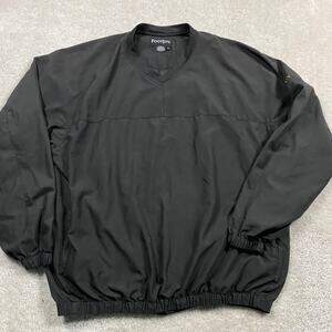 FootJoy Jacket Mens L Black V-Neck Pullover Golf Windbreaker Elastic Hem